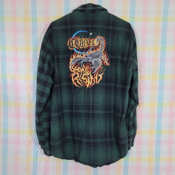 RARE Marcelo Burlon County of Milan COUNTY SCORPIO RISING flame plaid flannel - Picture 2 of 10